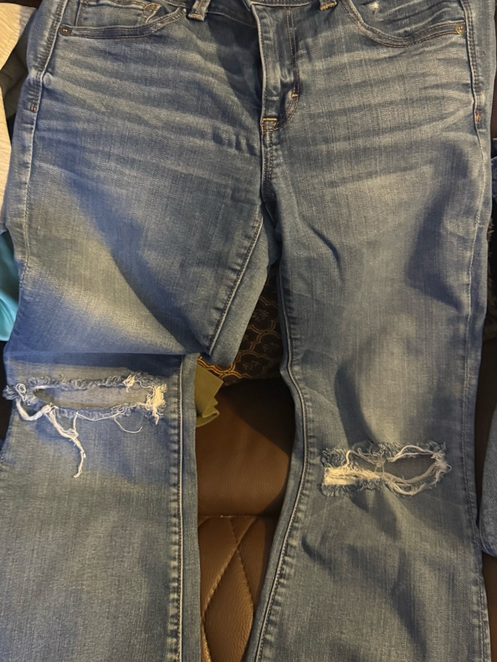 American Eagle Outfitters Light Blue Distressed Flare Jeans
